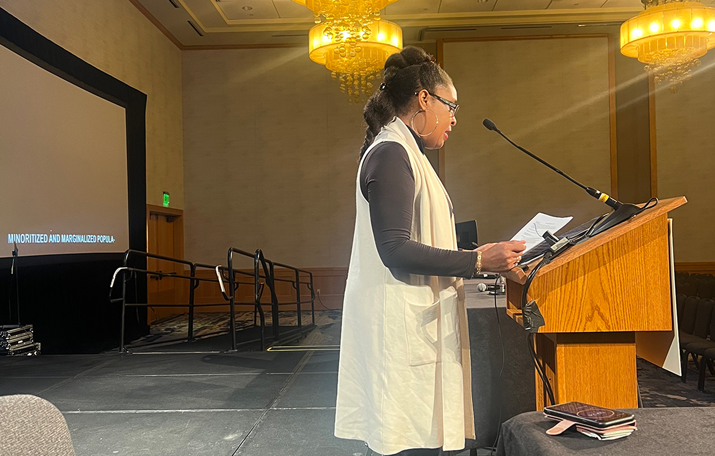 Dr. Chrishana M. Lloyd addresses the audience at the 2024 annual convening of the National Council on Family Relations.