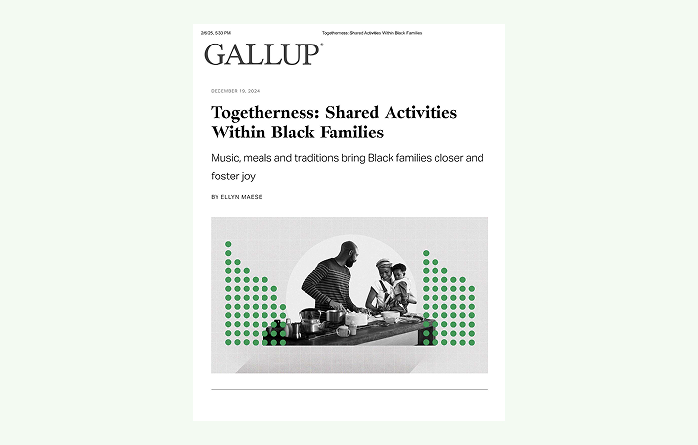 Togetherness: Shared Activities Within Black Families